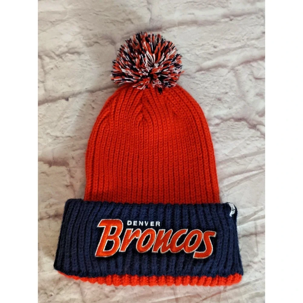 Denver Broncos 47 Brand Beanie Pom Pom Winter Hat One Size NFL‎ branded